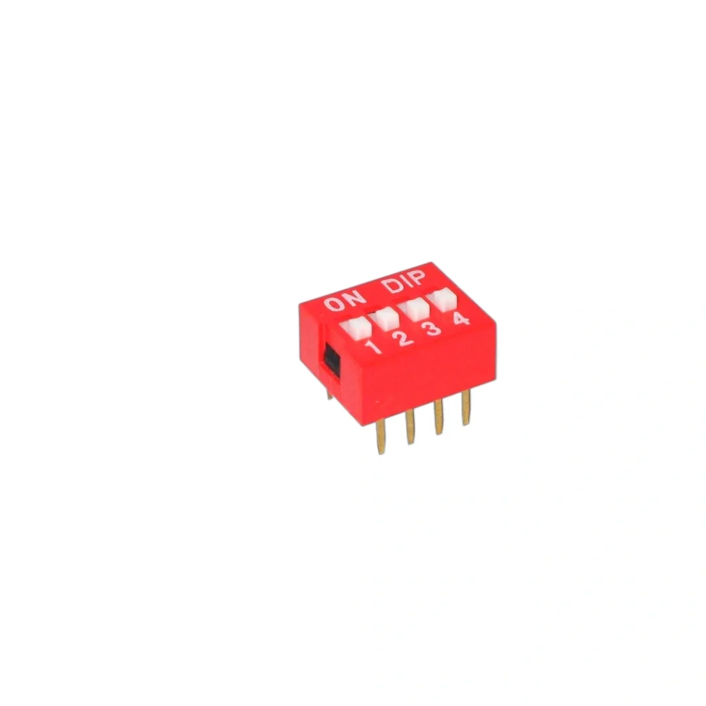 INTERRUPTOR DIP SWITCH COLOR ROJO 4 CANALES