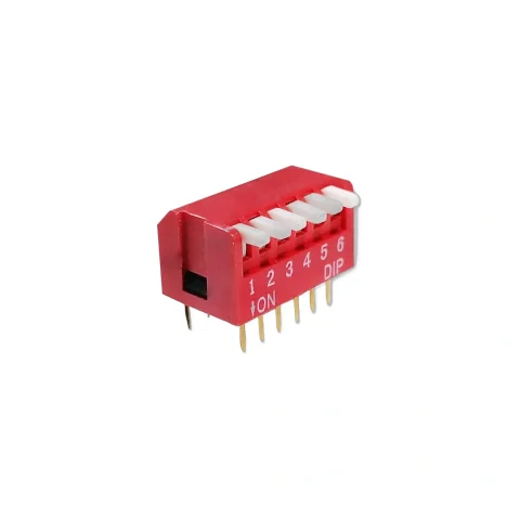 INTERRUPTOR DIP SWITCH COLOR ROJO 6 CANALES TIPO PIANO