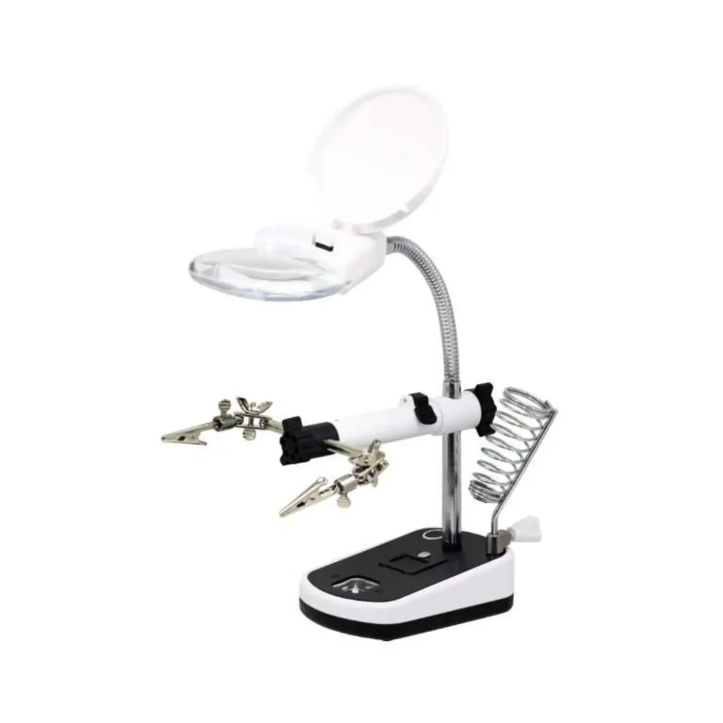 PORTA CAUTIN CON LUPA Y LED BLANCO D 8.5CM MG16090C