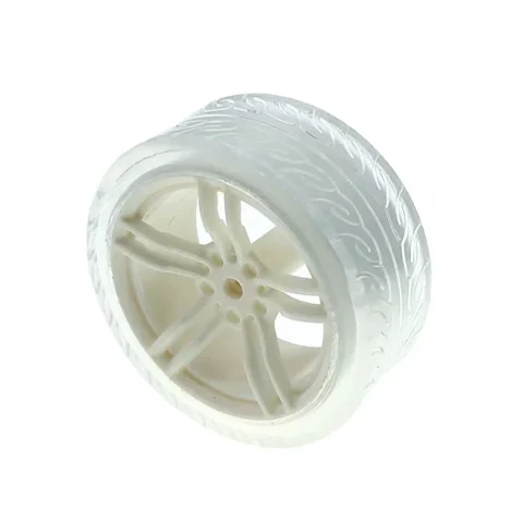 RUEDA – LLANTA DE GOMA D65MM PARA TT COLOR BLANCA PARA CHASIS