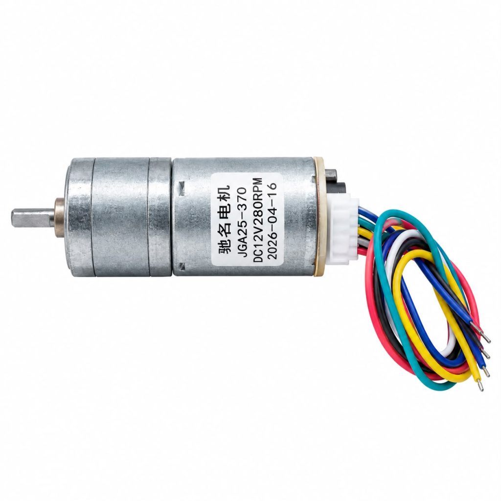 Motor DC JGA25-370 – 12V/280RPM con encoder